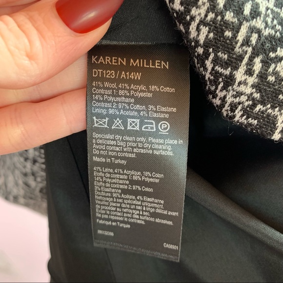 NEW! Karen Millen Black & White Wool Blend Contrast Dress, Size 4 - Picture 7 of 8